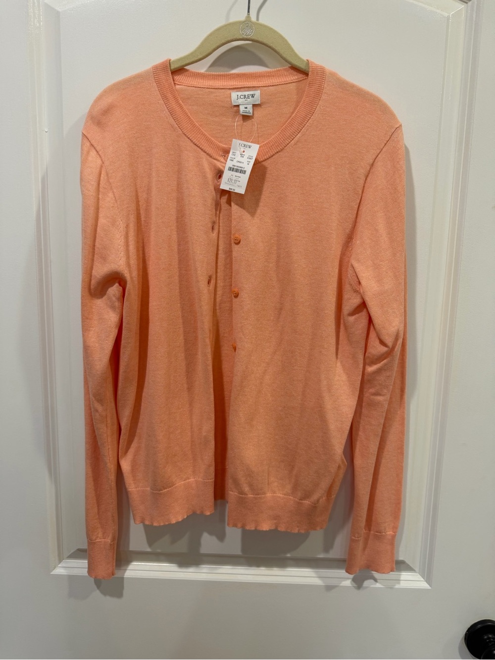 J. Crew Peach Crewneck Button-Front Cardigan